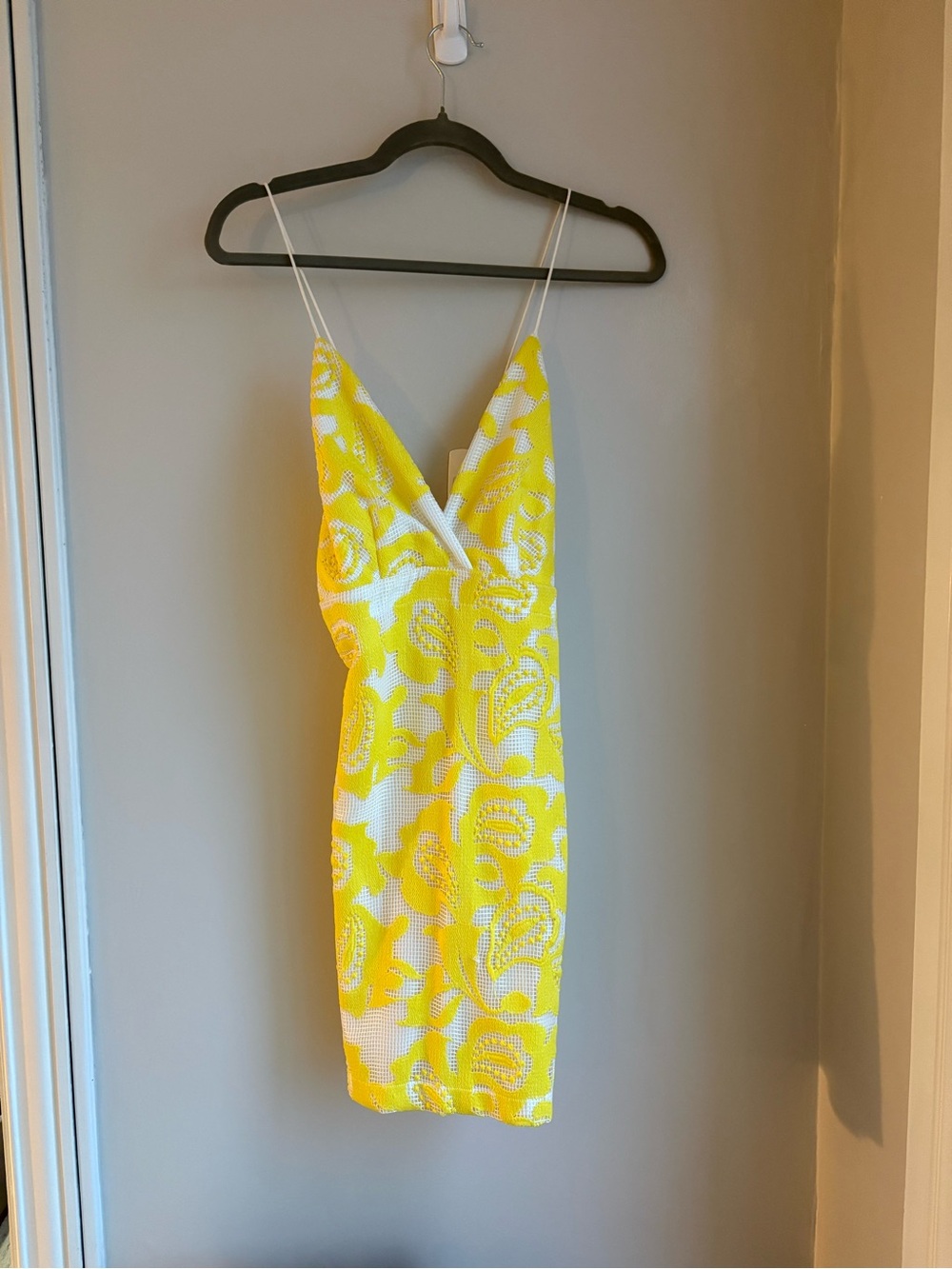 Anthropologie Yellow & White Floral Lace Mini Dress - Size 4